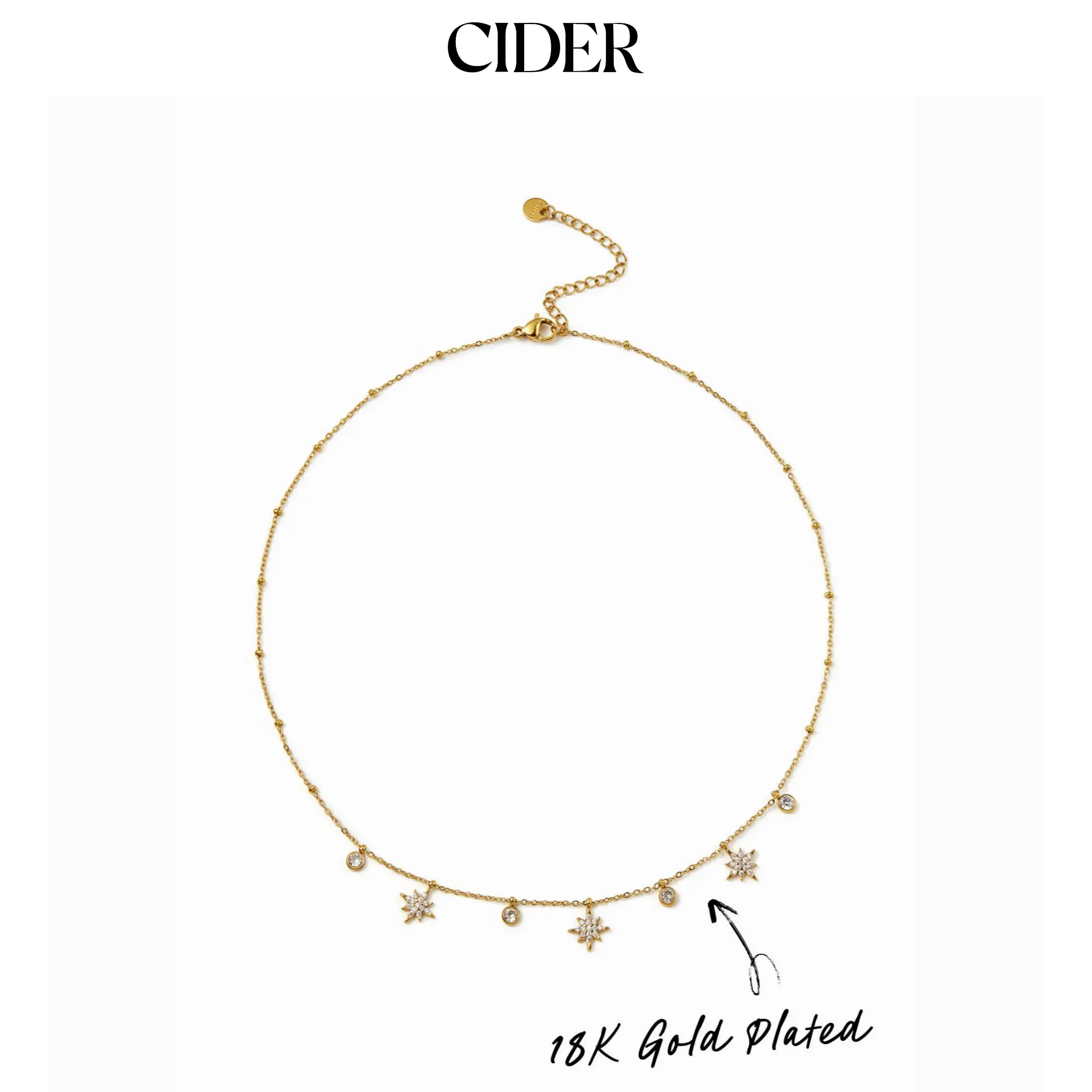 Cider 18K GOLD PLATED STAINLESS STEEL RHINESTONE NECKLACE