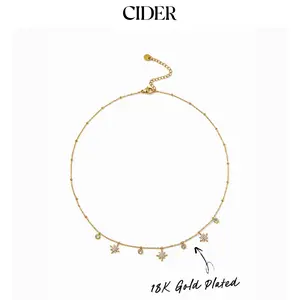 Cider 18K GOLD PLATED STAINLESS STEEL RHINESTONE NECKLACE