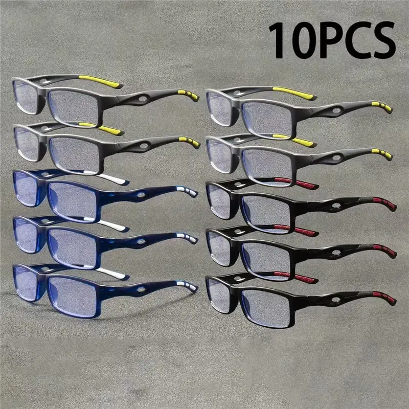 10pcs New Vintage Reading Glasses for Men and Women, Fashionable Square Frame Sports Leisure Old Flower Eyeglasses, Trendy Retro Design, Square Frames Glasses