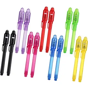 Invisible Ink Pen 14 count Spy Pen Marker  Pens for Writing  Message Valentines Day Easter Day Halloween Christmas Birthday Party Bag ,Invisible Ink Pens with UV Light for
