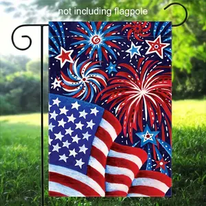 1PC Patriotic Garden Flag Measuring 12X18 Inches, Featuring a Colorful Design for The 4Th of July with an American Flag And Fireworks. It'S Ideal for Decorating Your Outdoor Yard Or Lawn for Memorial Day And Independence Day，party decoration