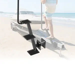 VEVOR Boat Trailer Steps, 3-Step, Heavy-Duty Boat Trailer Steps with Handle, Non-Slip Surface, 3 Mounting Angle Options, Carbon Steel Ladder Suitable for 3" x 3"/3" x 5"/4" x 4" Frame, Side Mounting