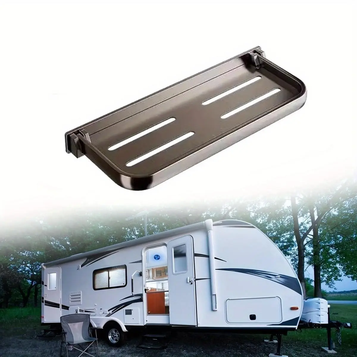 90° Foldable Aluminum RV Wall Mount Shelf, Space Saving Storage Rack, Easy Install Durable Metal Organizer, RV Accessory for Mobile Travel Installation