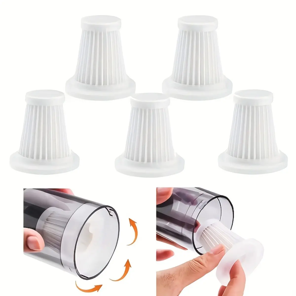 5pcs Portable Vacuum Filter Cartridges, Washable Reusable Hepa Filters, High Efficiency Dust Collection, Ideal for Home & Cars, Hepa Filter Replacements