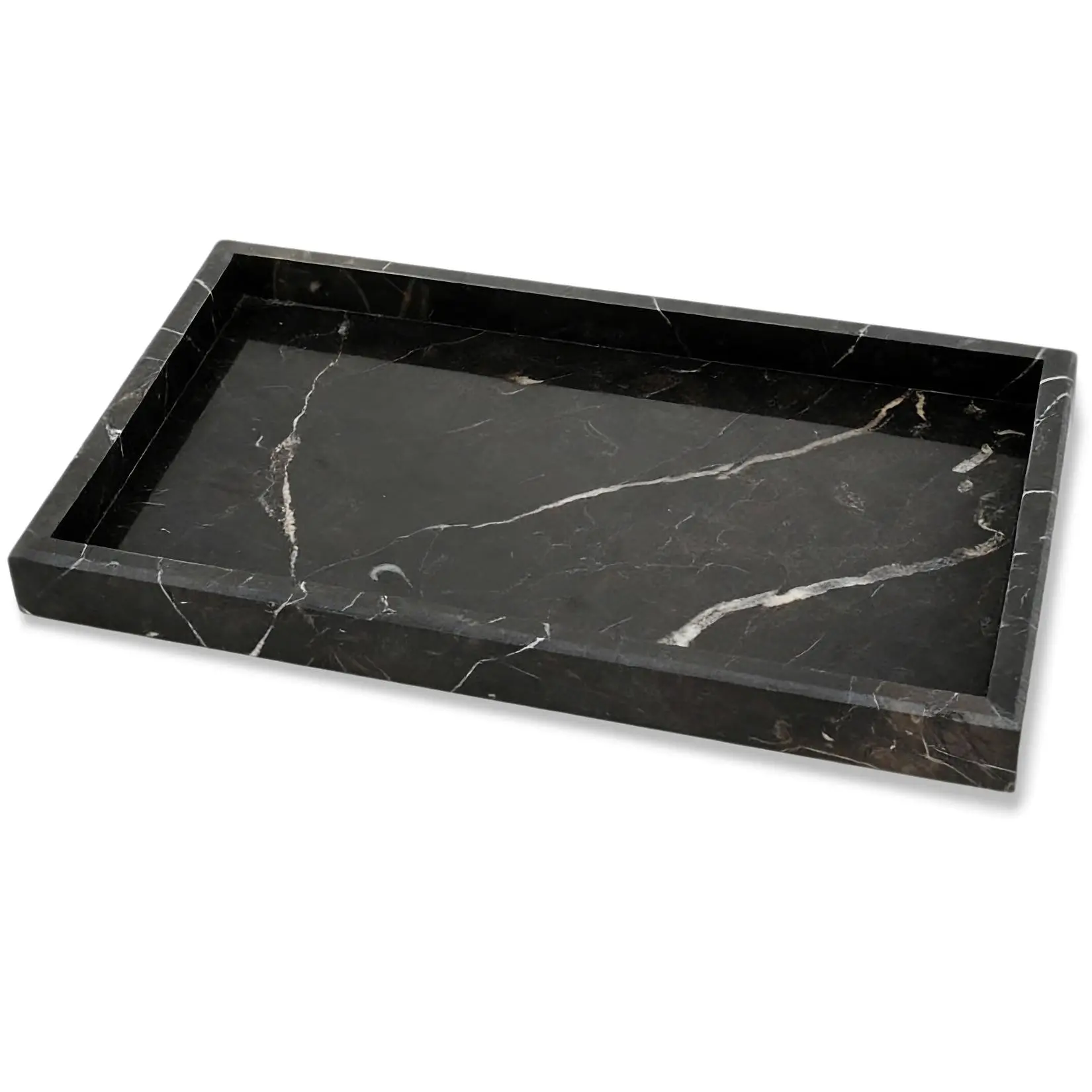Elegant Natural Marble Jewelry Tray - 12x8" Dark Coffee Veined Stone Organizer for Bathroom, Kitchen, Dresser - Ideal for Perfume, Jewelry, Home Decor