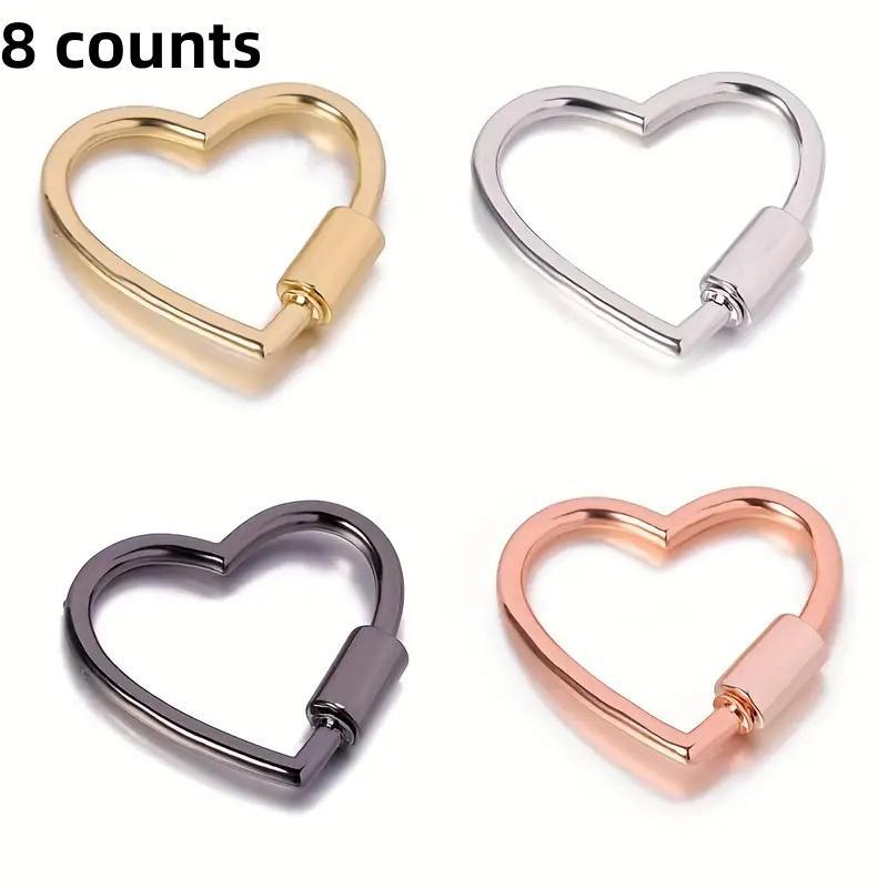 Heart-Shaped Climbing Clip Buckle, 8-Piece Multi-Purpose Climbing Clip Buckles, Carabiners for Leashes, Climbing Hook Buckles for Outdoor Camping, Hiking, Fishing Trips, Dog Rope Clips, Hook Carabiners, Hook Holders