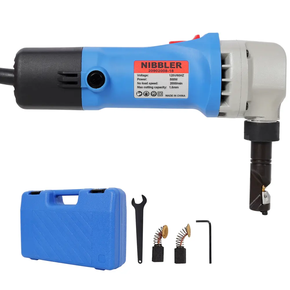 Electric Sheet Metal Nibbler Tool, 16 Gauge Metal Cutting Machine with 360° Rotating Cutting Head, Portable Electric Shear Cutter for Steel, Aluminum & Metal Sheets, Precision Cutting Tool for Auto Body, Roofing, HVAC, Fabrication & DIY Workshop