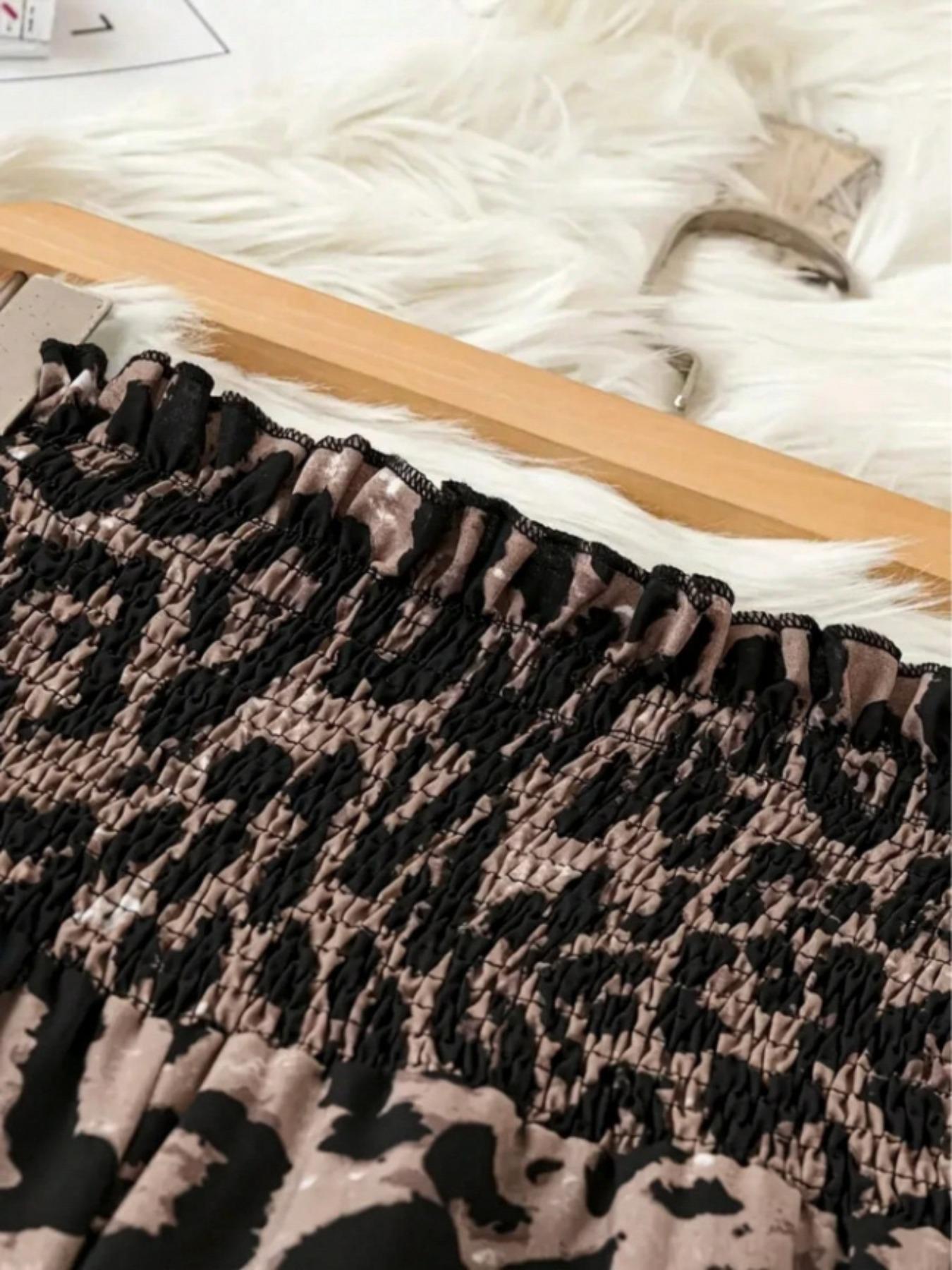 Elegant Summer Leopard Print Pants, High Waist Slim Fit Women's Long Trousers, Casual Fashionable Ladies' Clothing