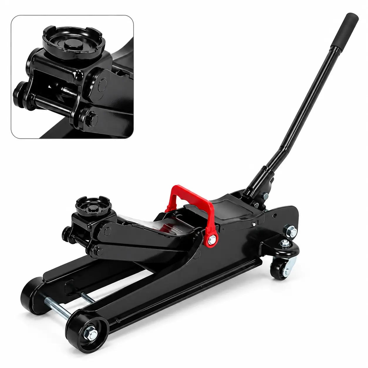 2.5 Ton Hydraulic Floor Jack, Low Profile 3.4" Car Jack with 5,500 lb Capacity, Heavy-Duty Steel Quick Lift Trolley Jack with Swivel Casters, Orange/Yellow