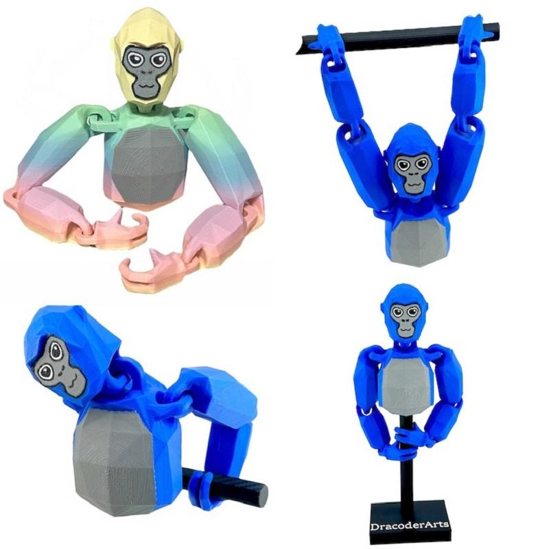 Gorilla tags, Monkey 3D printed dolls, cartoon animal toys, children's birthday and Christmas gifts, movable joints, 3D printed