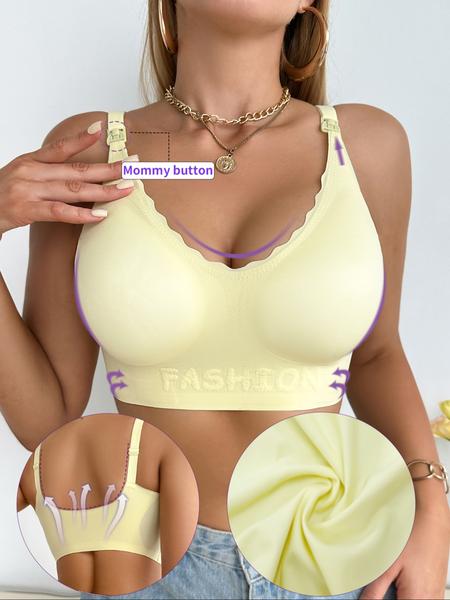 Seamless Nursing Bra for Pregnant Women, Pregnancy Maternity Bra, Jellyfish Style Embossed Letter Design, Comfortable Support for New Moms, Ideal for Nursing and Sleep Wear