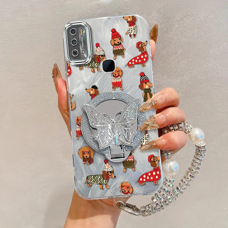3pcs( Autumn-day Puppies phone Case+Lanyard) Suitable For infinix Hot 9Play/Hot 10 Lite/Hot 10S/Hot 10T/Hot 10s NFC/Hot 30i/Smart 5/SMART 8 Phone Case Cover