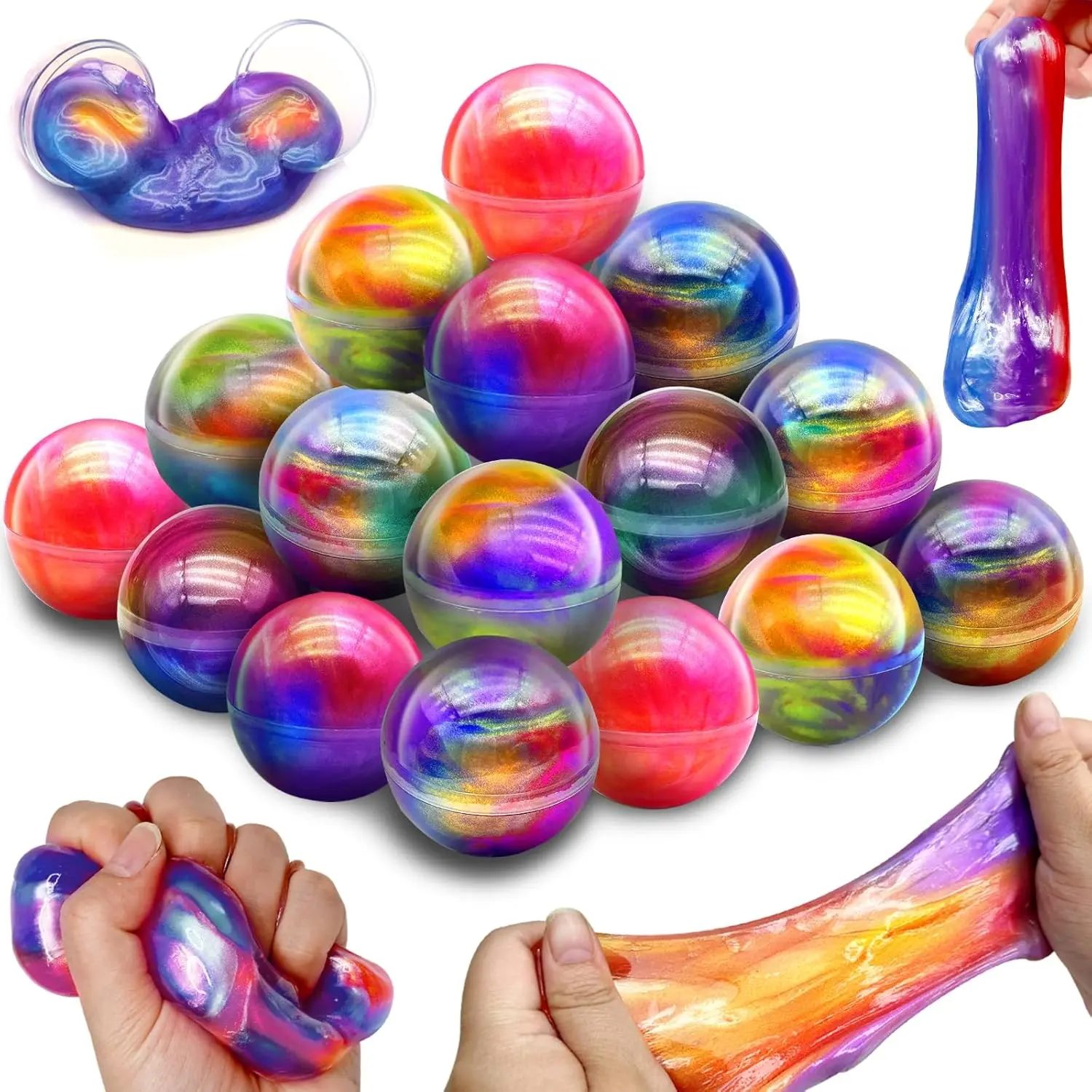 28 Pack Galaxy Slime Eggs Easter Party Favors for Kids Non-Sticky Stress Relief Fidget Toys for School Class Birthday Gifts, Goodie Bag Fillers, Slime Balls for Classroom Reward Boys Girls to Relax