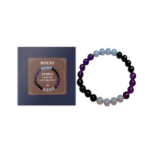 Hoexe Purple Glass Bracelet Glass Crystal Personality Fashion Decoration Clothing Accessory Hand Beaded Bracelet