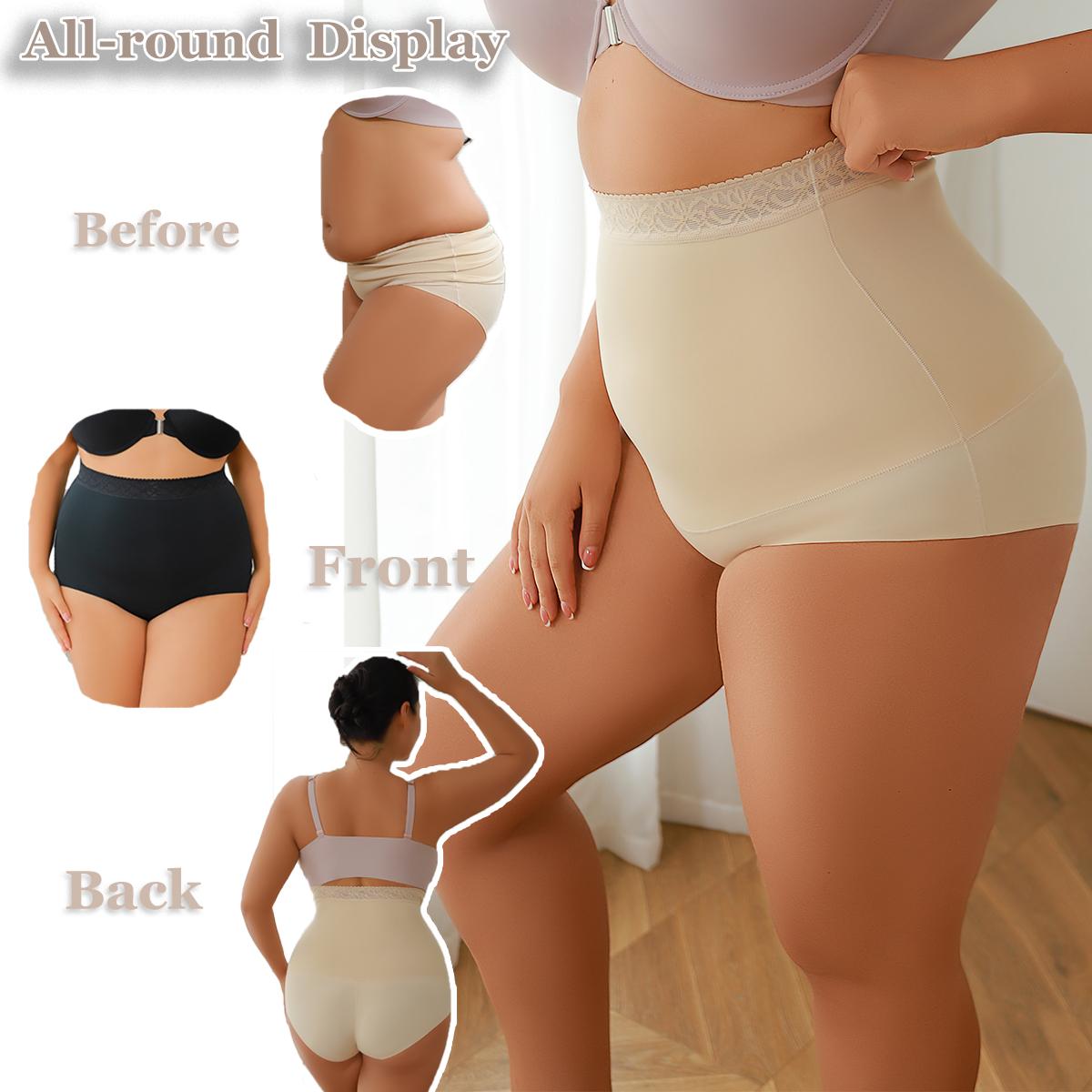 FINETOO Unite Store 3PCS High Waisted Underwear for Women Tummy Control Underwear Lace Waistband Design Soft Nylon Stretchy No Show S-3XL Womenswear