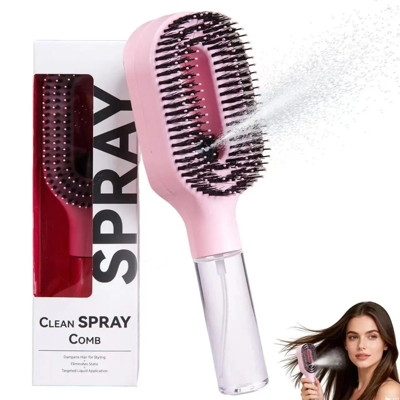 2026 New Spray Comb, Double Teeth Design for Scalp Massage, Styling Comb, Volumizing Comb, Anti-static, Can Be Equipped with Water or Essential Oil for Hair Care, Salon Hairdressing Tools, Suitable for Curly/straight Hair, Holiday Gift