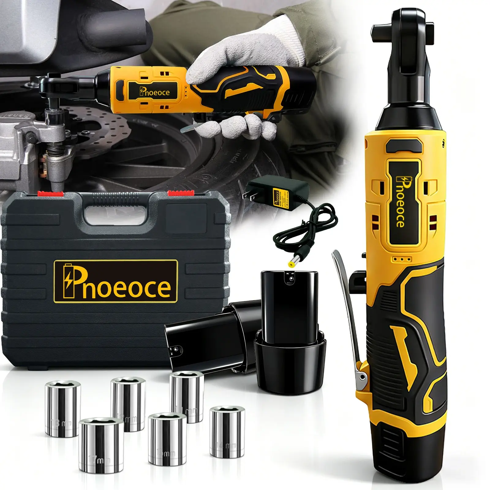3/8 Inch 50nm Cordless Right Angle Electric Impact Wrench Kit, Cordless Impact Wrenches, Includes 2 Batteries, Charger, Gear Accessories, Ideal for Car and Home Repair