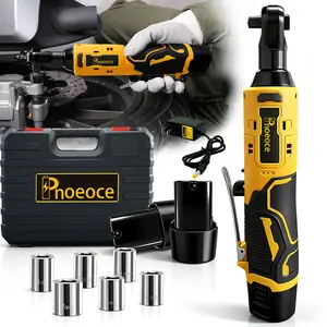 3/8 Inch 50nm Cordless Right Angle Electric Impact Wrench Kit, Cordless Impact Wrenches, Includes 2 Batteries, Charger, Gear Accessories, Ideal for Car and Home Repair