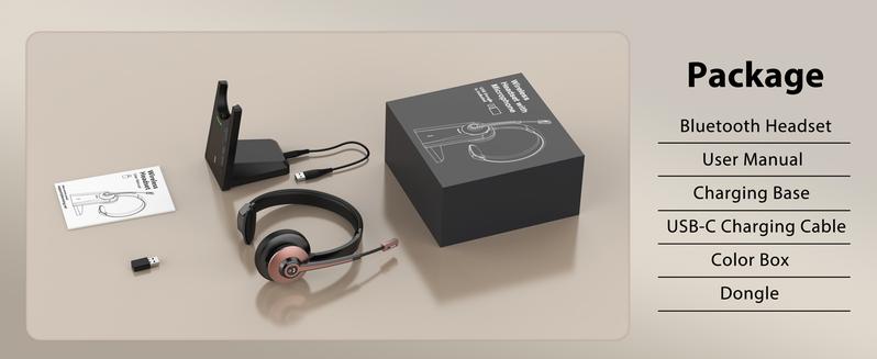 Bluetooth Headset,Trucker Wireless with Mic,Bluetooth Headset with Dual Noise Cancelling Microphone & Mute Button, 55Hrs Working Time PC Headset for Cell Phones, Computer, Truck Driver Audio Headphone