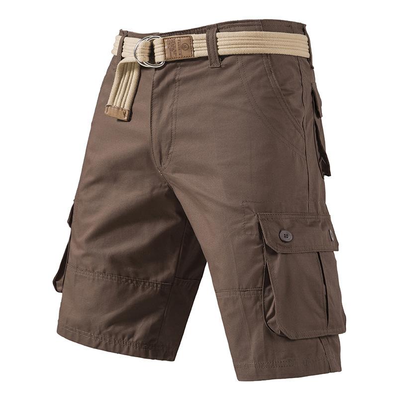 Men's Cotton Cargo Shorts, Multi-Pocket Relaxed Fit Knee-Length Casual Pants for Summer Outdoor Daily Wear