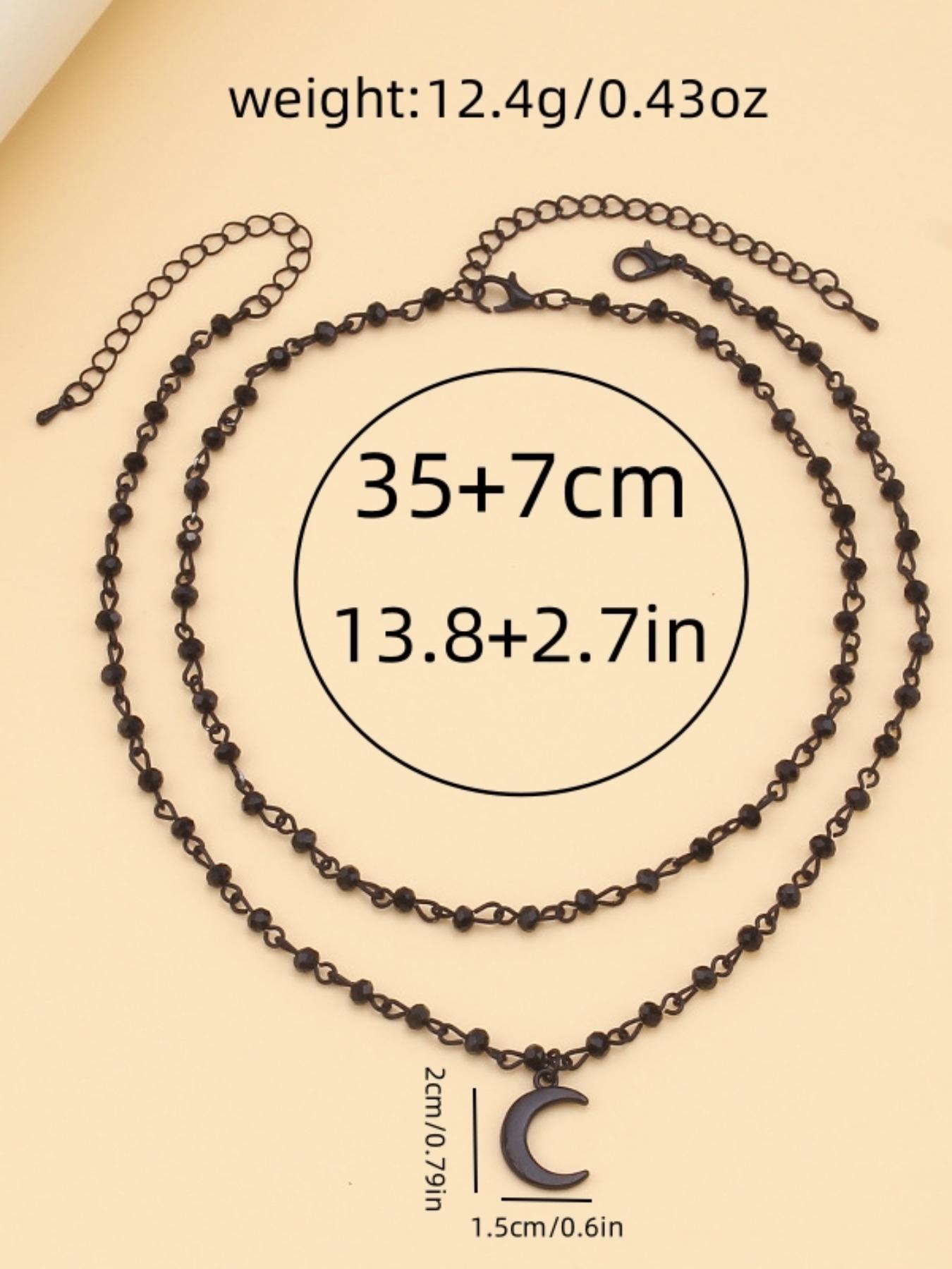 Punk Hip Hop Dangling Daily Wear Necklace Set, 2 Counts/set Gothic Moon Decor Dangling Charms Necklace & Beaded Necklace, Gothic Witchy Jewelry for Party & Daily Decoration, Charm Necklaces, Stackable Clavicle Chain, Fashion Necklace