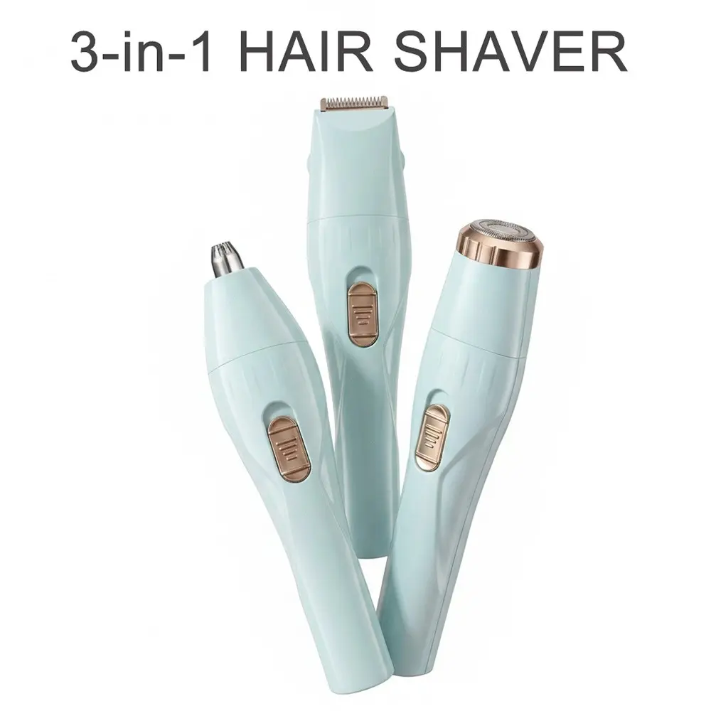 1pc Multi-purpose Shaving Tool for Face and Body with 3 Interchangeable Heads Painless Hair Removal Device for Bikini Line and Underarms