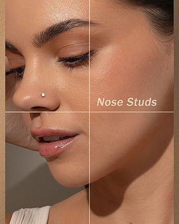 MILACOLATO Threadless Flat Back Earrings Studs 316L Surgical Steel Push in Nose Studs Rings CZ Tragus Cartilage Helix Conch Labret Lip Nostril Medusa Piercing Jewelry Hypoallergenic 20G 18G 16G