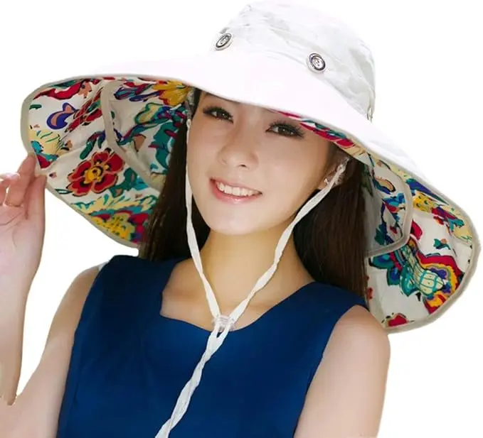 Packable Shapeable Extra Large Brim Floppy Sun Hat Reversible UPF 50+ Beach Sun Bucket Hat