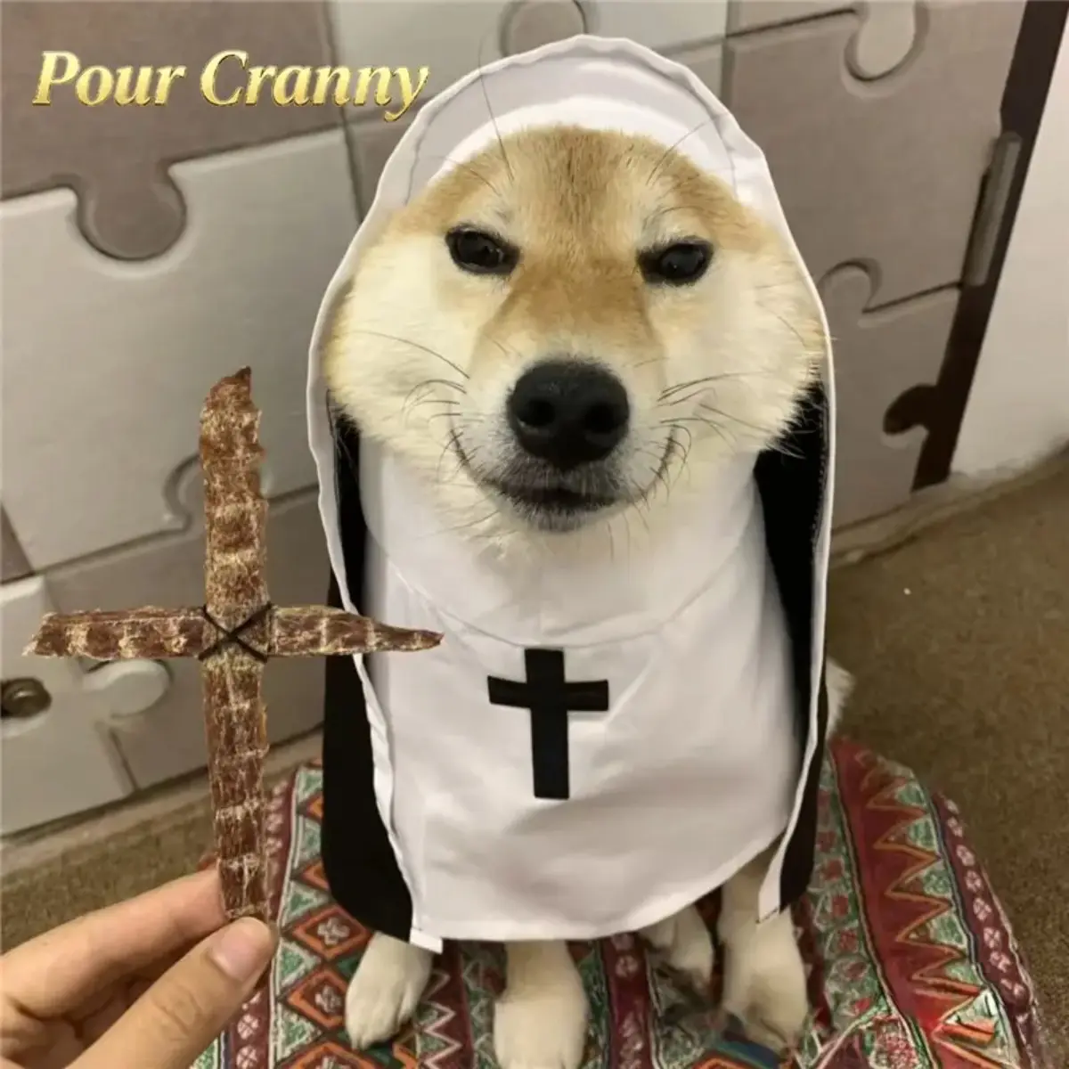 Pet Nun Costume With Hood and Headband, Funny Themed Outfit for Small to Medium Dogs and Cats, Photo Shoot Prop for Halloween, Parties and Dress-Up