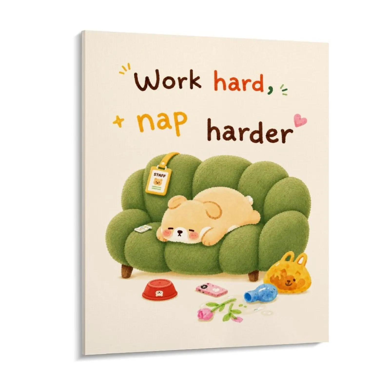 Cute Cartoon Pet Frame-Style Canvas Wall Art Print - Artistic Home Decor for Kid's Room, Home Office