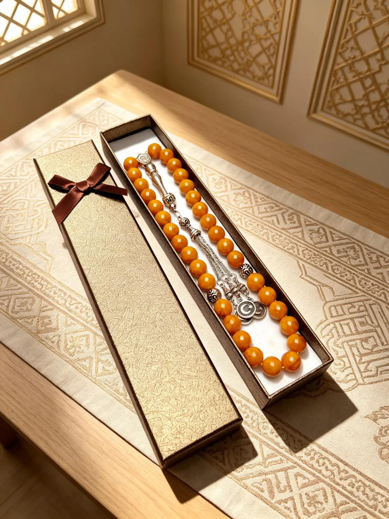 1 set of Tisbiha prayer beads, classic retro vintage style, hand woven beads with exquisite gift box, Muslim men and women's Islamic prayer accessories, Ramadan Eid al Fitr holiday gift