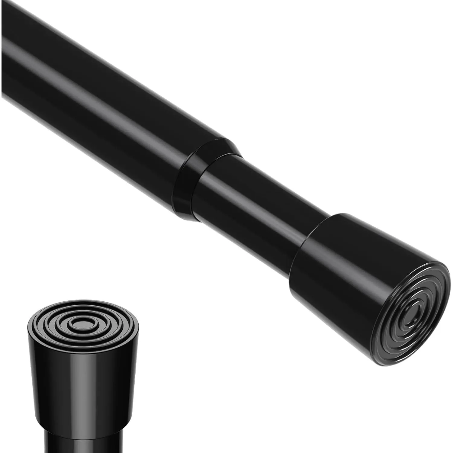 Spring Tension Rod 18-41", No Drilling Adjustable Black Curtain Rods | Spring , expandable small short rod. Extends from 18-29 to 41 Inch. For windows, kitchen, doorway