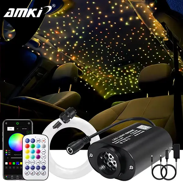 6W RGBW Car Roof Star Light LED Starry Sky Ceiling Lights Auto Accessories Lamp Music Control Car Roof Star Optical Fiber Light