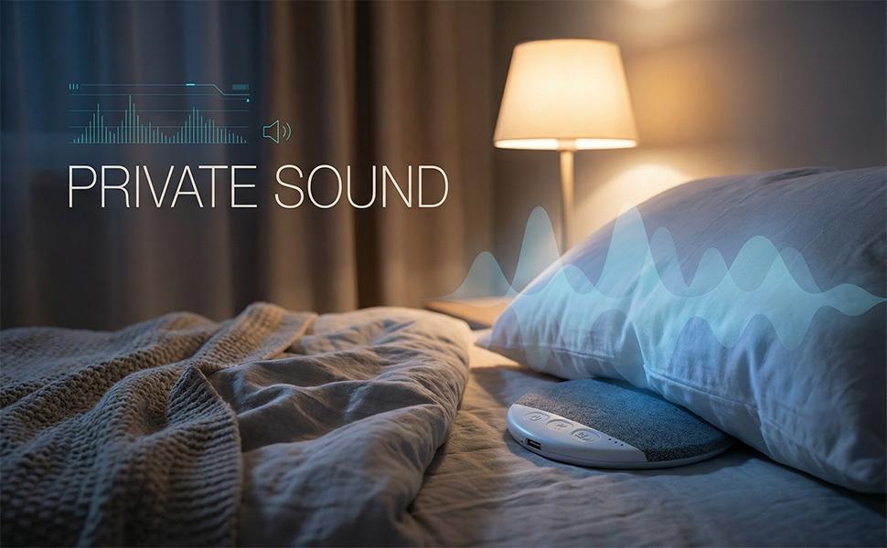 Under the Pillow Speaker |   Mini Bone Conduction Wireless Sleep Assist with Stereo Bass, White Noise, Volume Control, TF Card Support and Auto-off for Deep Sleep (blue)