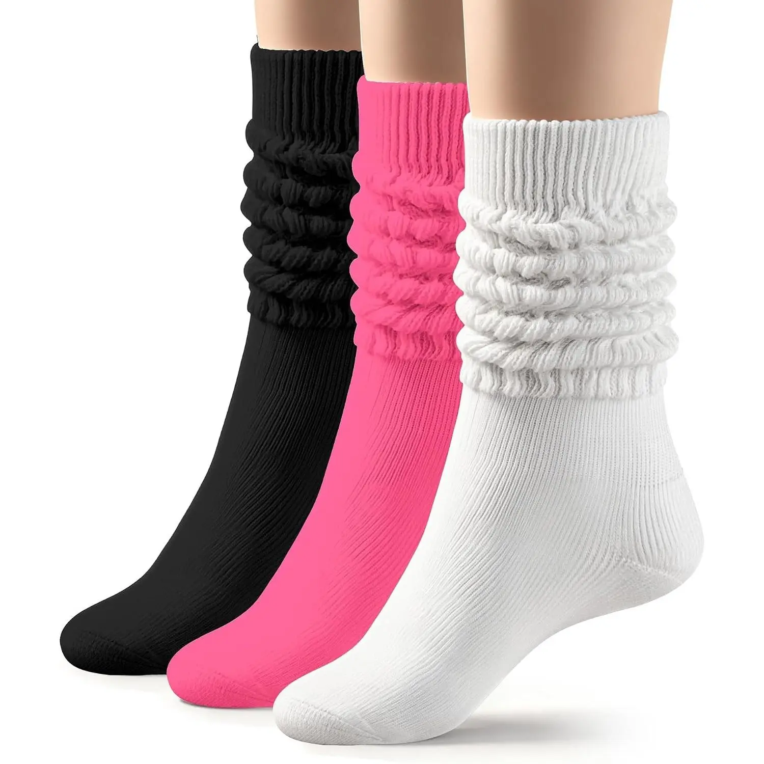 3 Pairs Scrunchy Socks for Women,Slouch Socks Women Knee High Scrunch Socks Size 5-11Gift