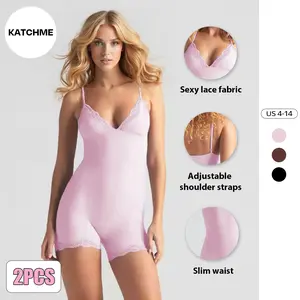 KatchMe Women's Minimalist Lace Series Spaghetti Strap Slim Stretch Playsuit, Versatile Seamless Camisole Shapewear, Comfort Sport & Outdoor Clothing