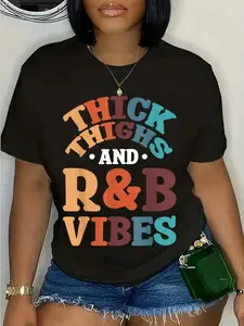 Thick Thighs R&B Vibes Graphic T-Shirt, Unisex Oversized 100% Cotton Casual Shortsleeve Top, Breathable 90's Style