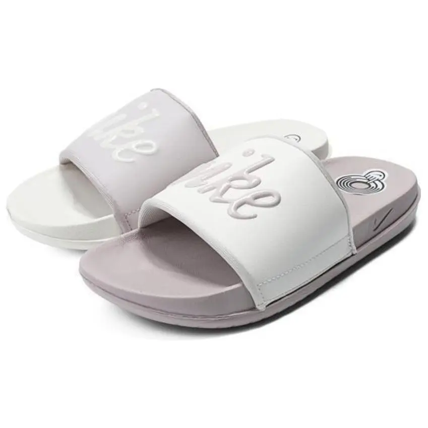Nike Offcourt Women's Thick-Soled Lightweight Minimalist Comfort Flip-Flops in White and Purple Verifiable, with credentials and supporting global authentication