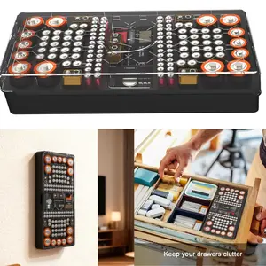 Battery Storage Box with Tester (136 Slots), Transparent Lockable Box, Suitable for Aaa/aa/c/d/9v/button Batteries, Home Garage Use