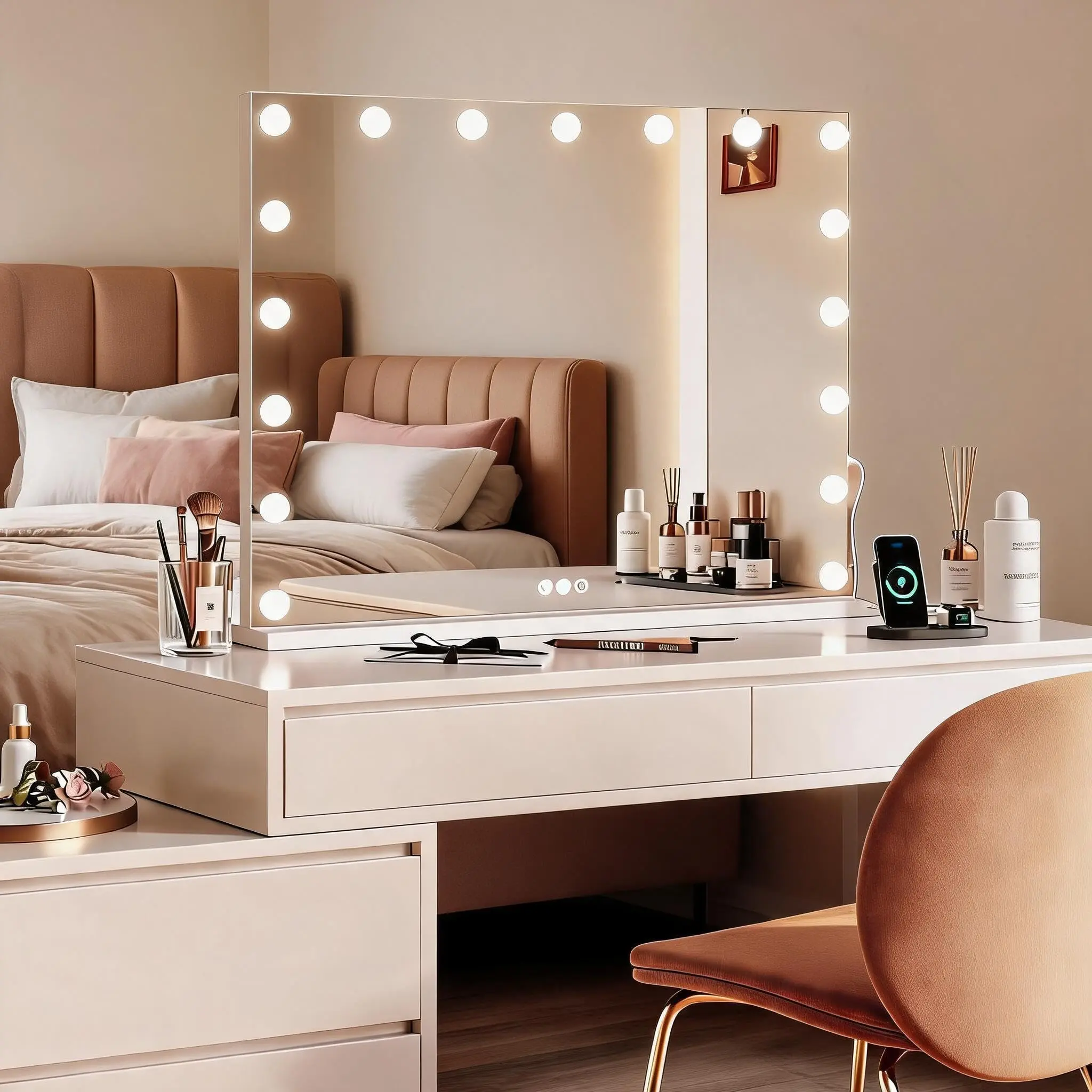 GARVEE Lighted Makeup Vanity Mirror, Tabletop & Wall Mount for Women