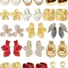 【Black Friday】Women's 15-Pair Gold-Plated Earring Collection with Pearl and Enamel Accents, Hypoallergenic Stud and Dangle Jewelry Set for Earring Stacking, Gift for Her