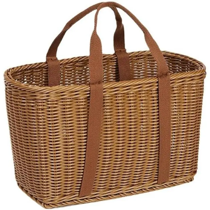 Women's Reusable Lightweight Handwoven Wicker Shopping Basket with Handles - Grocery Trips Tote for Farmers Market, Home Storage (Large Size Note: L), Lightweight Tote