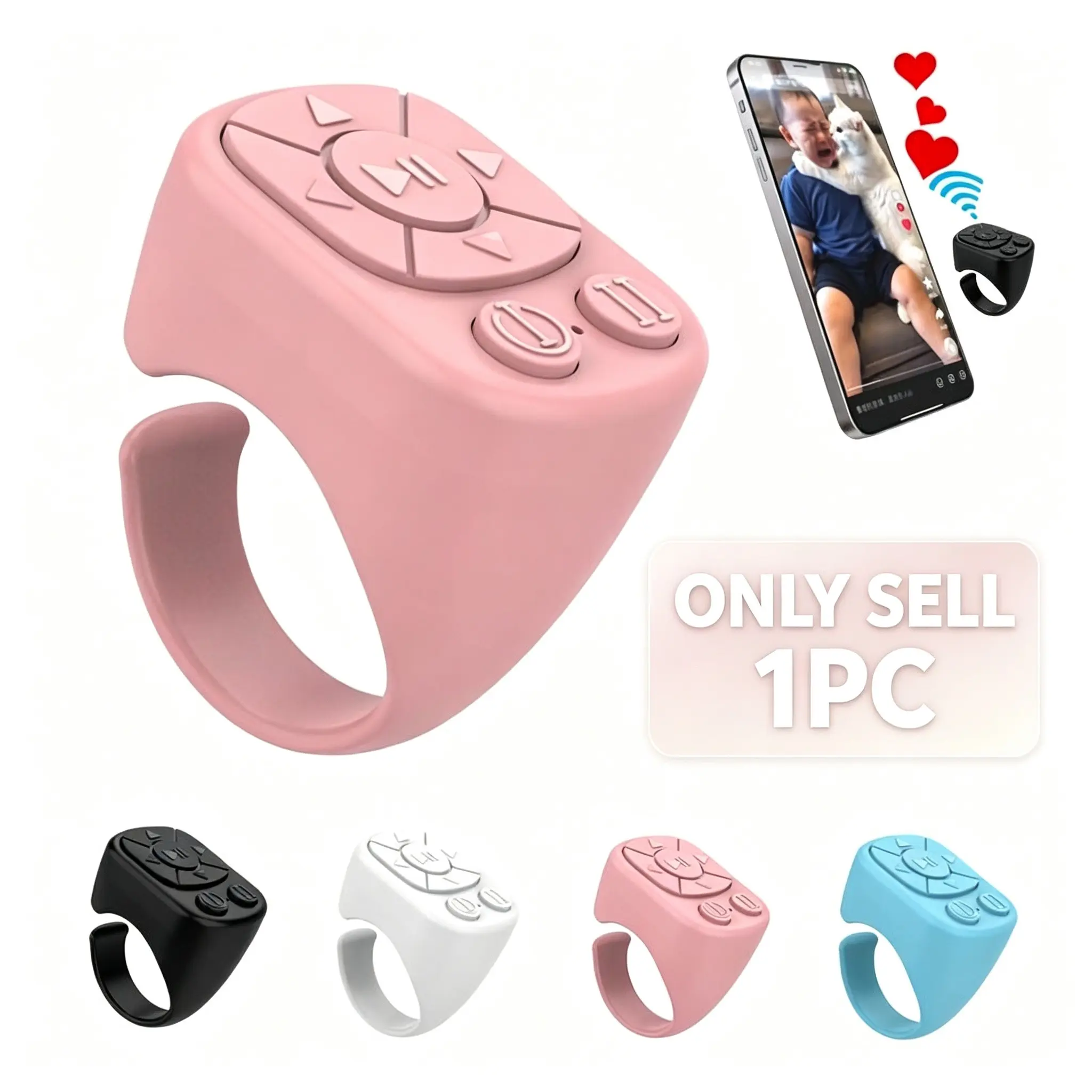 Tiktok Rolling Ring Remote Controller, Bluetooth-compatible Page Turn Wheel for iPhone iPad Camera Shutter Short Video Music Control, Phone Vlogging Equipment, Compatible iOS Android