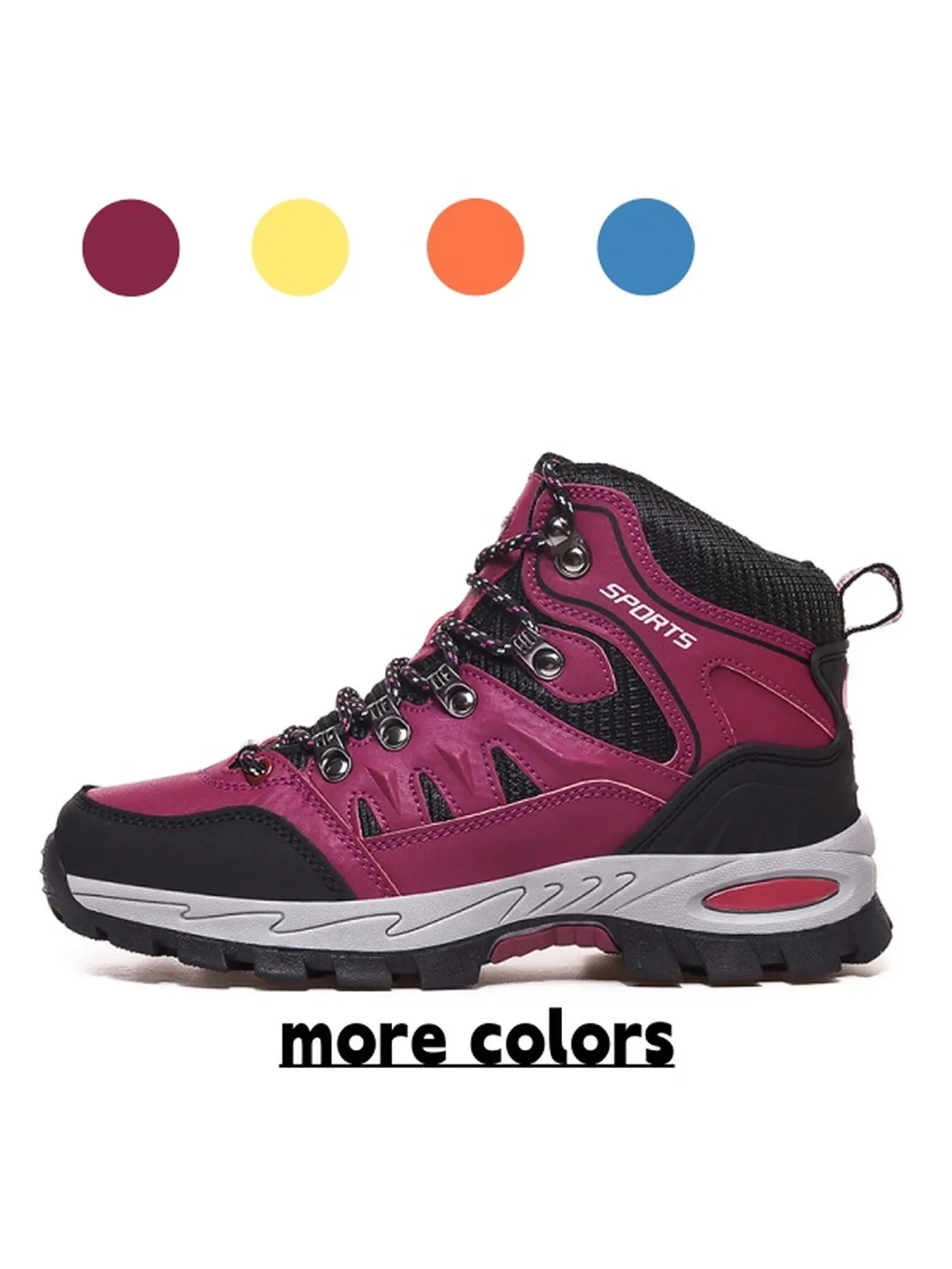 Ladies Water Resistant Mixed Panel Trekking Sneakers Outdoor Hiking Shoes Shock Absorbing Midsole Wear Resistant Rubber Outsole Camping Trail Walking Shoes Hiking Footwear