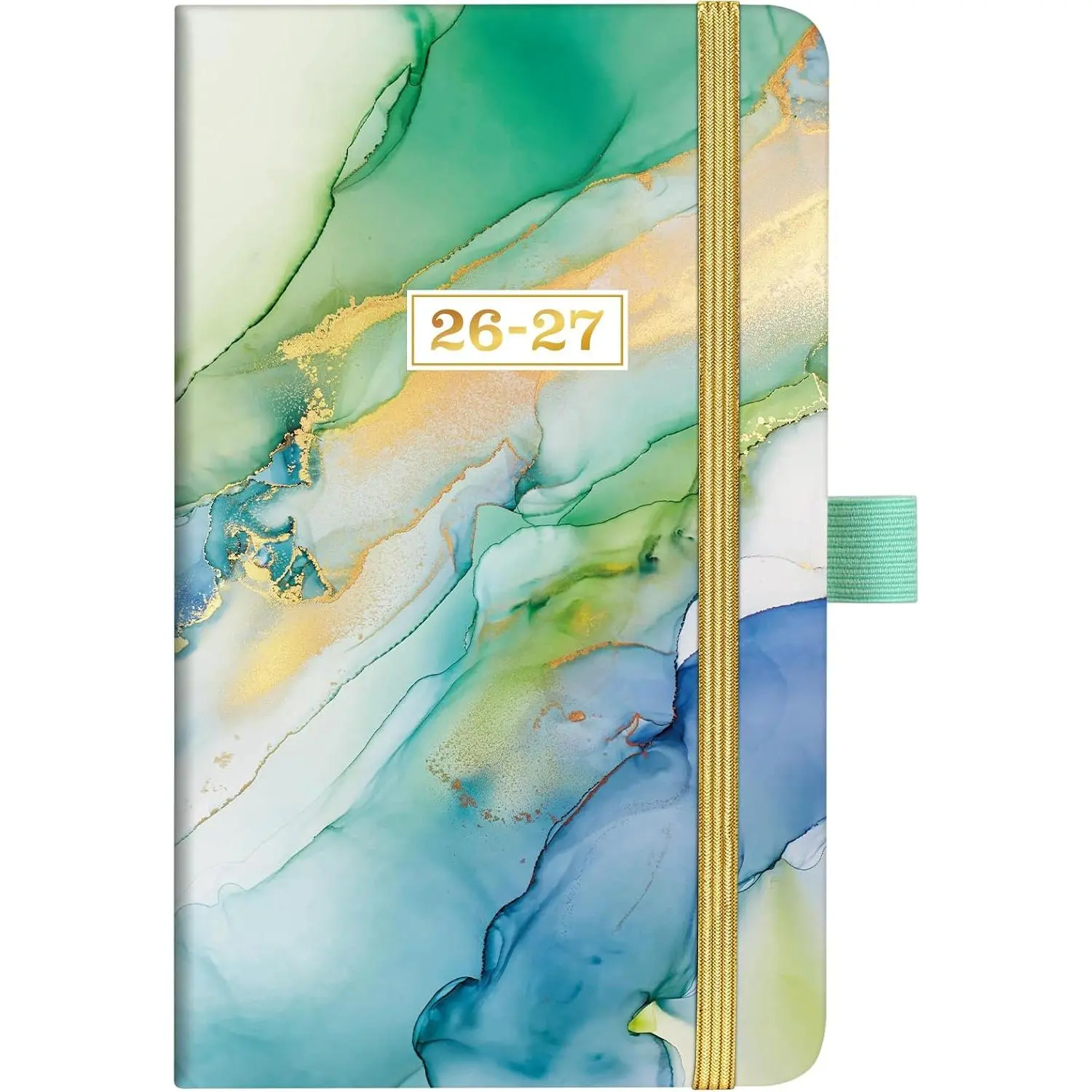 Pocket Planner 2026-2027 Pocket Calendar, Jul 2026 - Jun 2027, 6.3''×3.8'' | Agenda Planners and Schedule Organizer with Pen Loop, 2 Bookmarks, Banded - Green