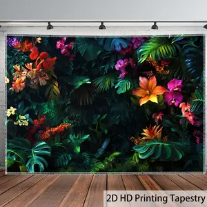 Jungle Forest Backdrop Tropical Nature Backdrop Green Landscape Background Cloth Scenic Tapestry Wall Hanging Photography Background Polyester Fiber Living Room Bedroom Party Event Studio Decor Prop Wall Art