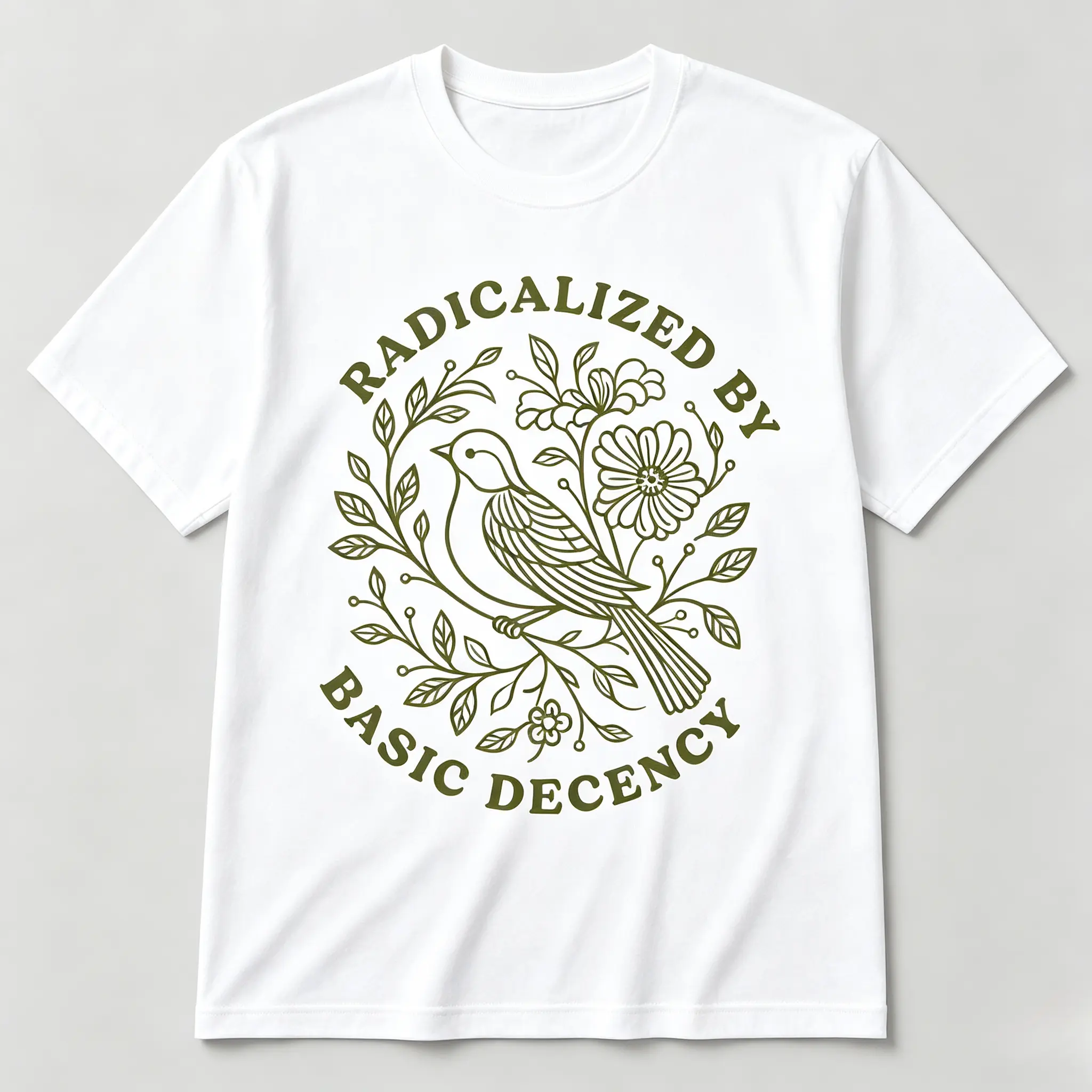 Vintage Radicalized By Basic Decency T-Shirt, Floral Social Justice Tee, Pro Immigrants Human Rights T-Shirt