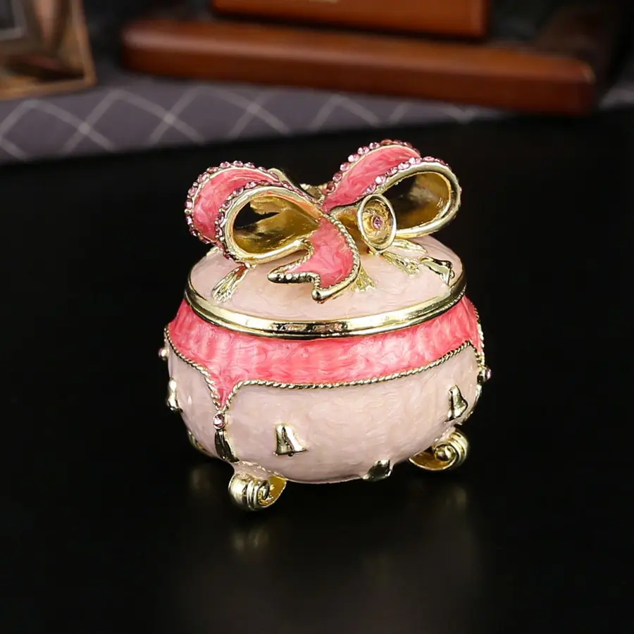 Sweet Bow Jewelry Box, Trendy Rhinestone Decorative Storage Organizer, Organize Necklaces & Vanity Clutter, Fashionable Girl Style Accessory