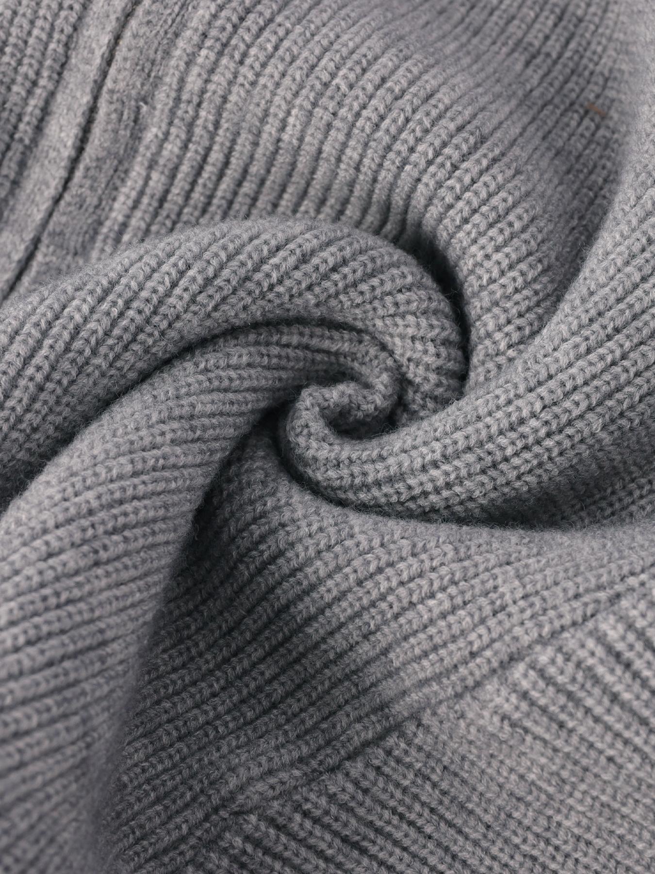 Women's Solid Drop Shoulder Zipper Sweater Cardigan, Casual Long Sleeve Round Neck Thick Knitwear for Fall & Winter, Fashion Women's Knit Clothing for Daily Wear