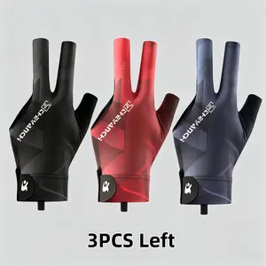 3pcs Snooker Billiard Gloves, Left Hand Three-Finger Patchwork, Unisex Hot Sizes, Comfortable Fit, Durable Material, Perfect for Players